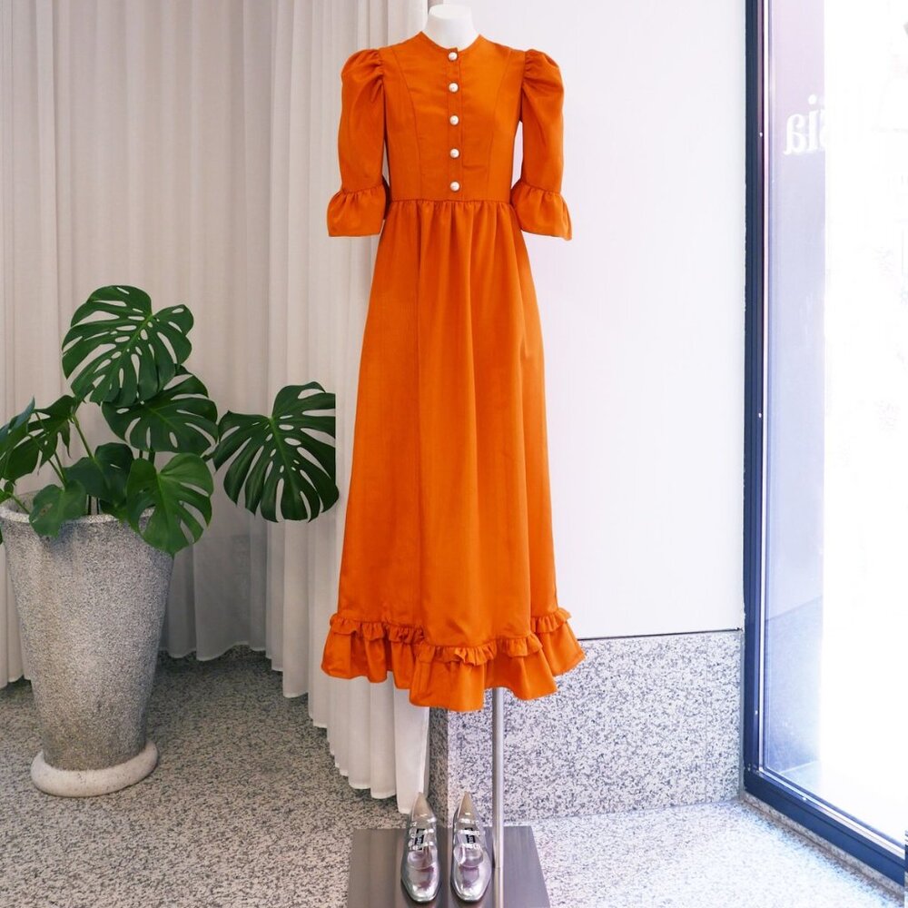 Batsheva Orange Moire Prairie Dress Size 4